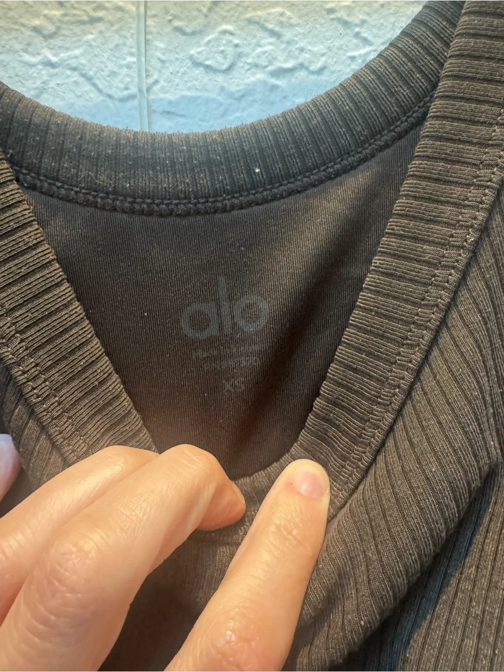ALO Yoga Ribbed Scoop Neck Wellness Bra Espresso XS